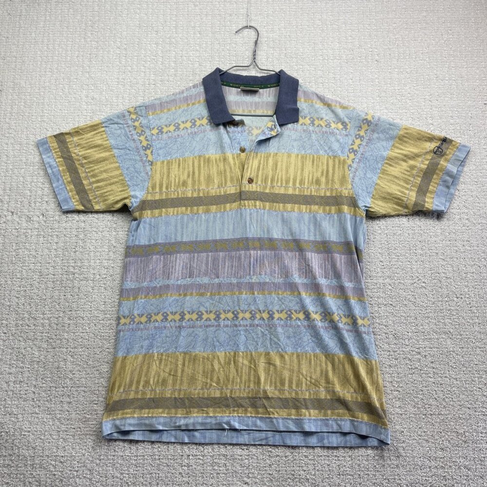 VTG 90s Sergio Tacchini Polo Shirt Aztec Southwest Pattern AOP Sz L Italy Made